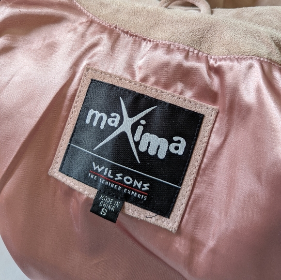 WILSON'S MAXIMA Vintage Pastel Pink Suede Leather Jacket Size Small - Picture 9 of 11
